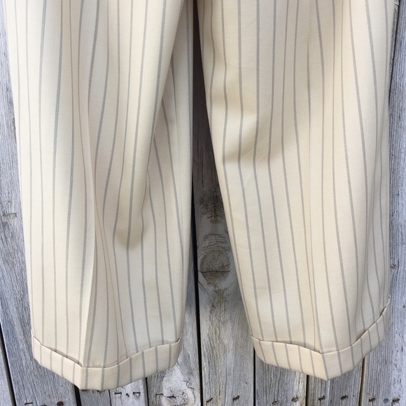 Ralph Lauren Blue Label Vintage Y2K High Rise Striped Wide Leg Pants Cream Blue - Picture 14 of 16